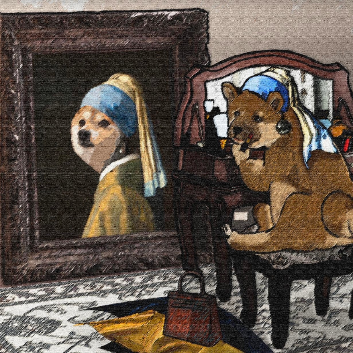 【キャンバスプリント：S0号】 名画と柴犬（全4種類）