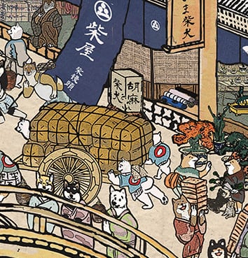 【キャンバスアート】 江戸の柴犬達（Shiba Inu dogs of the Edo period）