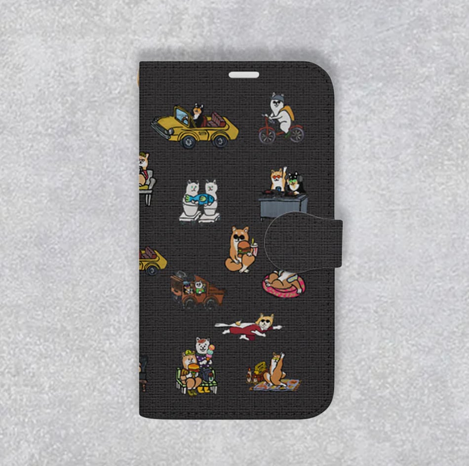 【スマホケース】柴犬オールスターのiPhoneカバーケース（手帳＆ハードカバー）
