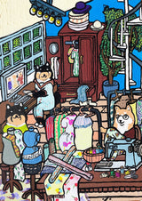 【原画：4号】柴犬の仕立て屋さん［ Shiba Inu tailor］