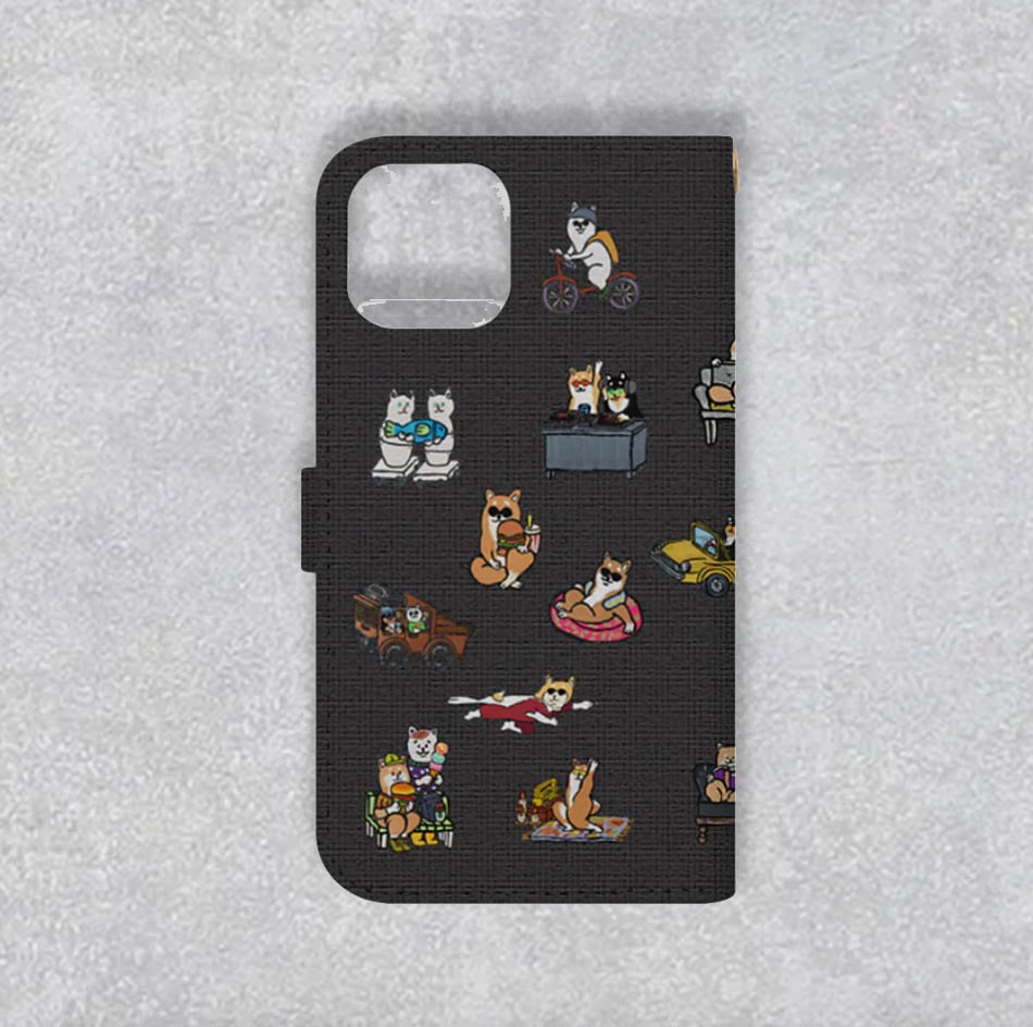 【スマホケース】柴犬オールスターのiPhoneカバーケース（手帳＆ハードカバー）