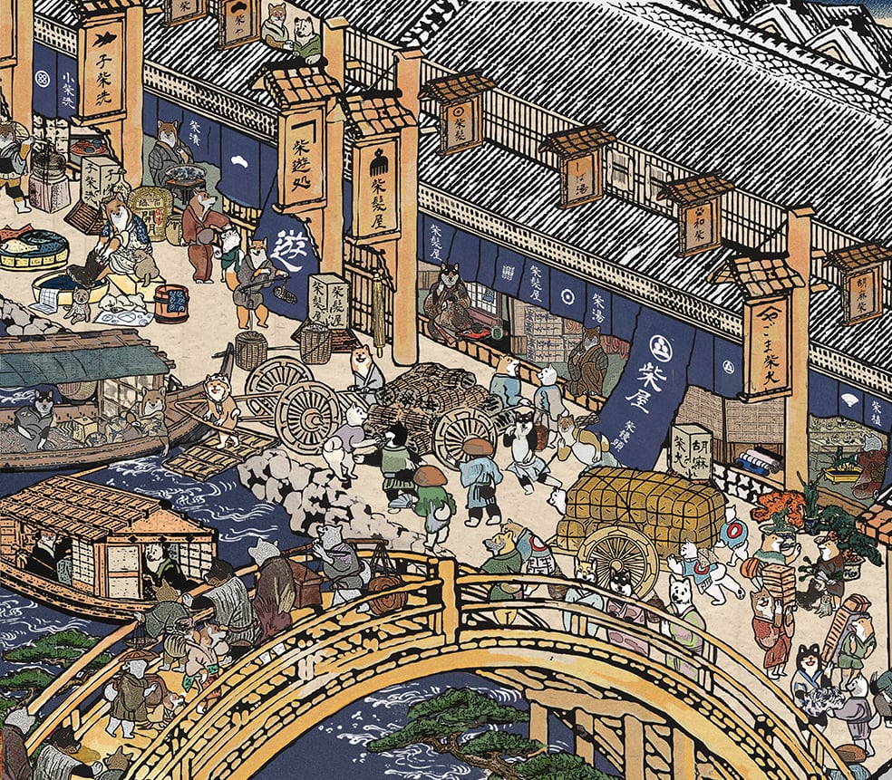 【キャンバスアート】 江戸の柴犬達（Shiba Inu dogs of the Edo period）