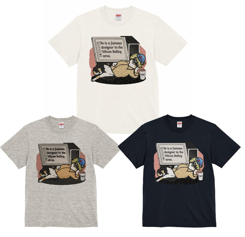 【Tシャツ】シリコンバレーのデザイナー柴犬Tシャツ（3種類）