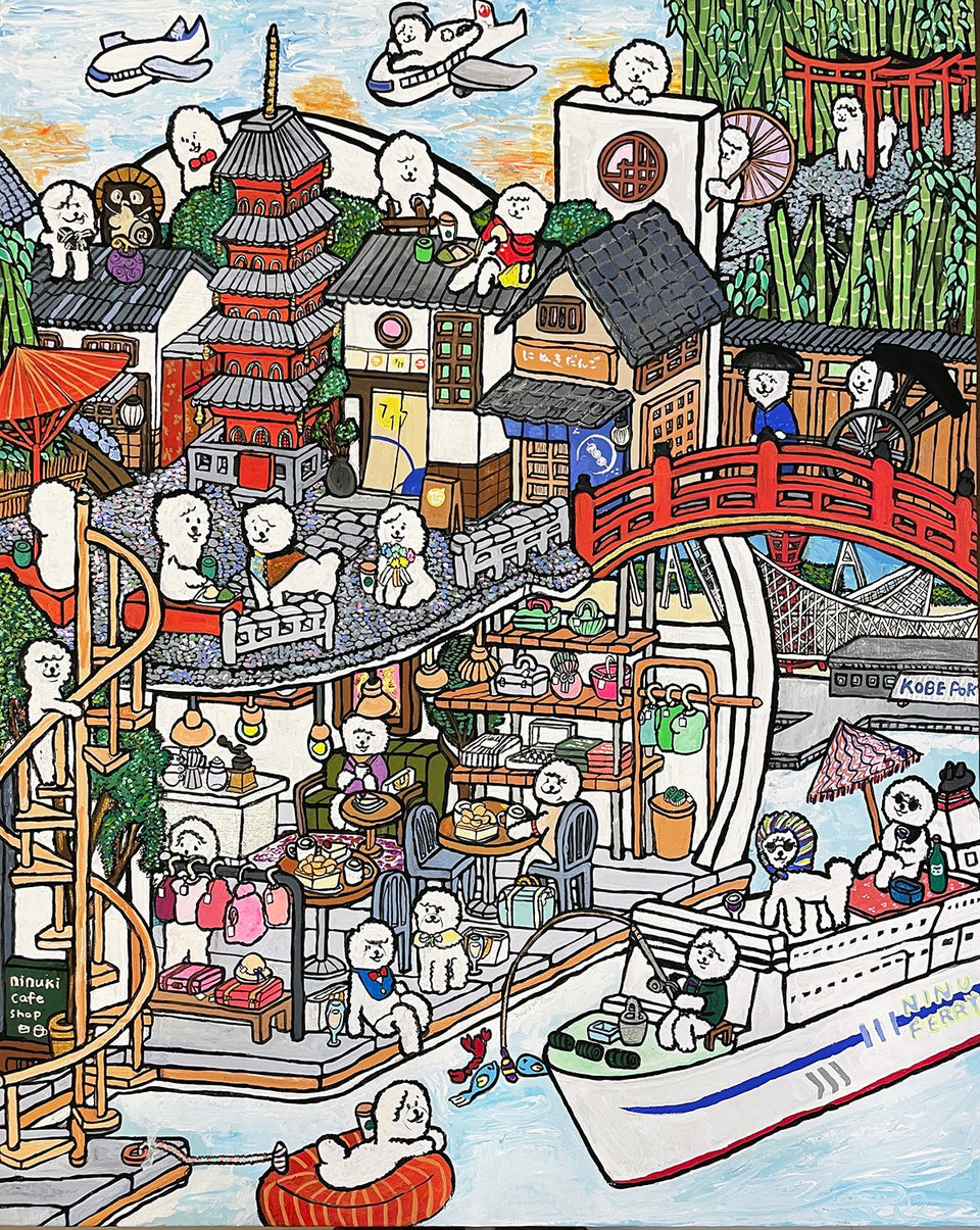 ペットと旅の風景を描いたオーダー作品