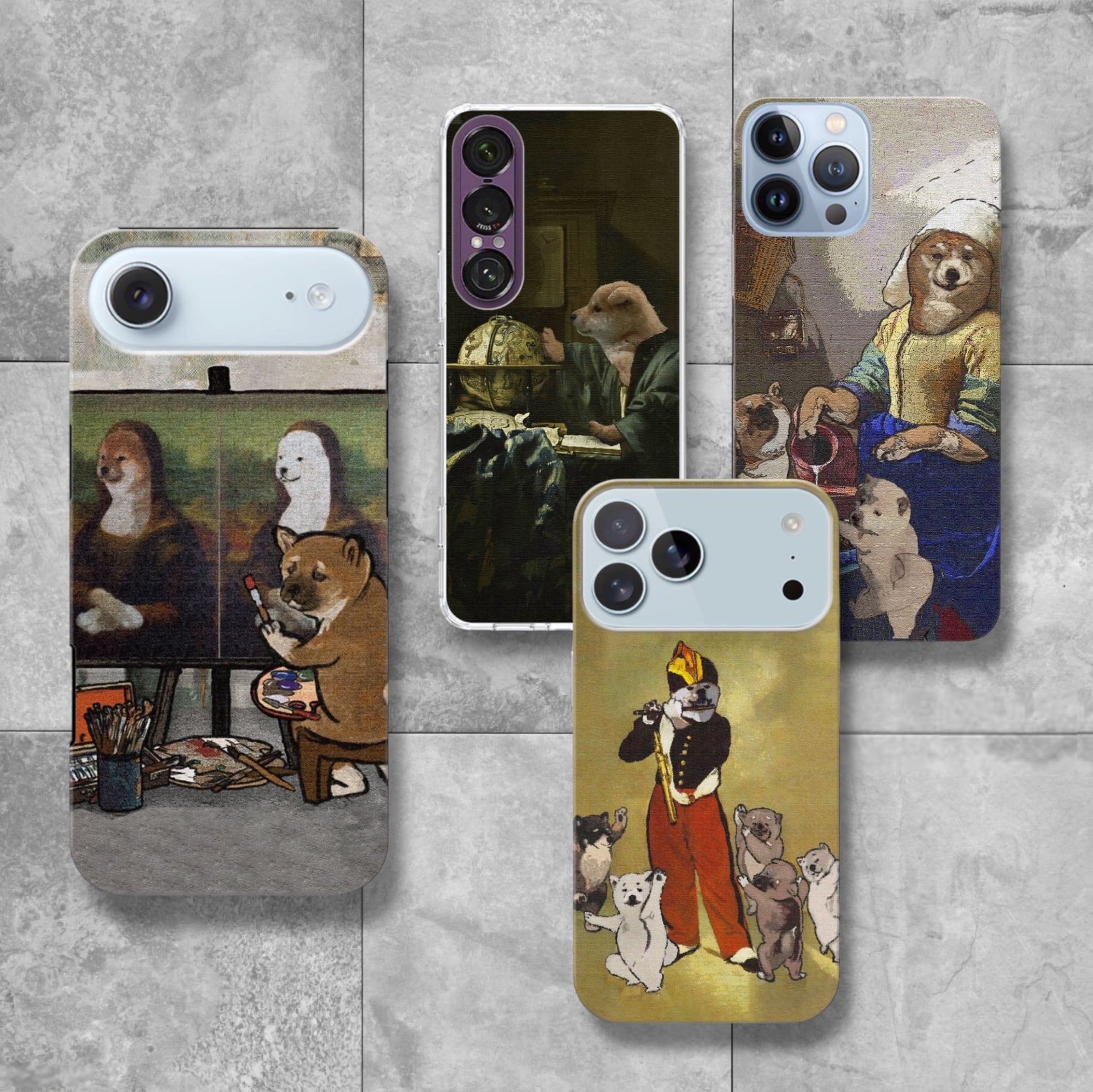 【スマホケース】名画と柴犬　iPhoneハードカバーケース