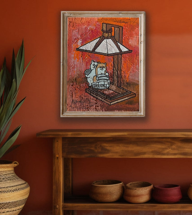 【原画：4号】フランク・ロイド・ライトに憧れる柴犬達（Shiba Inu dogs admire Frank Lloyd Wright）