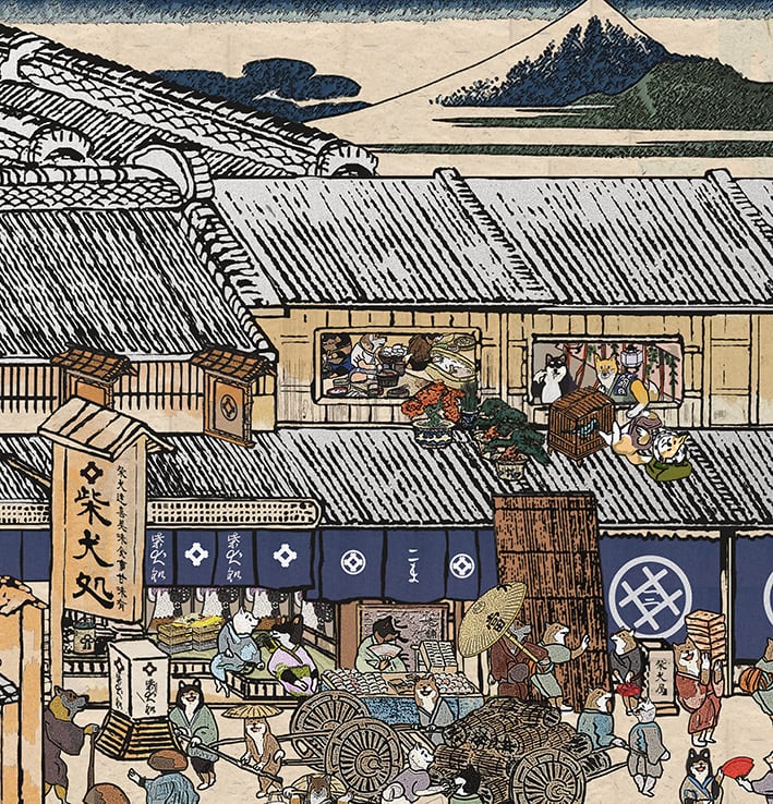 【A3ポスター】 江戸の柴犬達（Shiba Inu dogs of the Edo period）