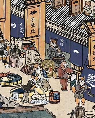 【キャンバスアート】 江戸の柴犬達（Shiba Inu dogs of the Edo period）
