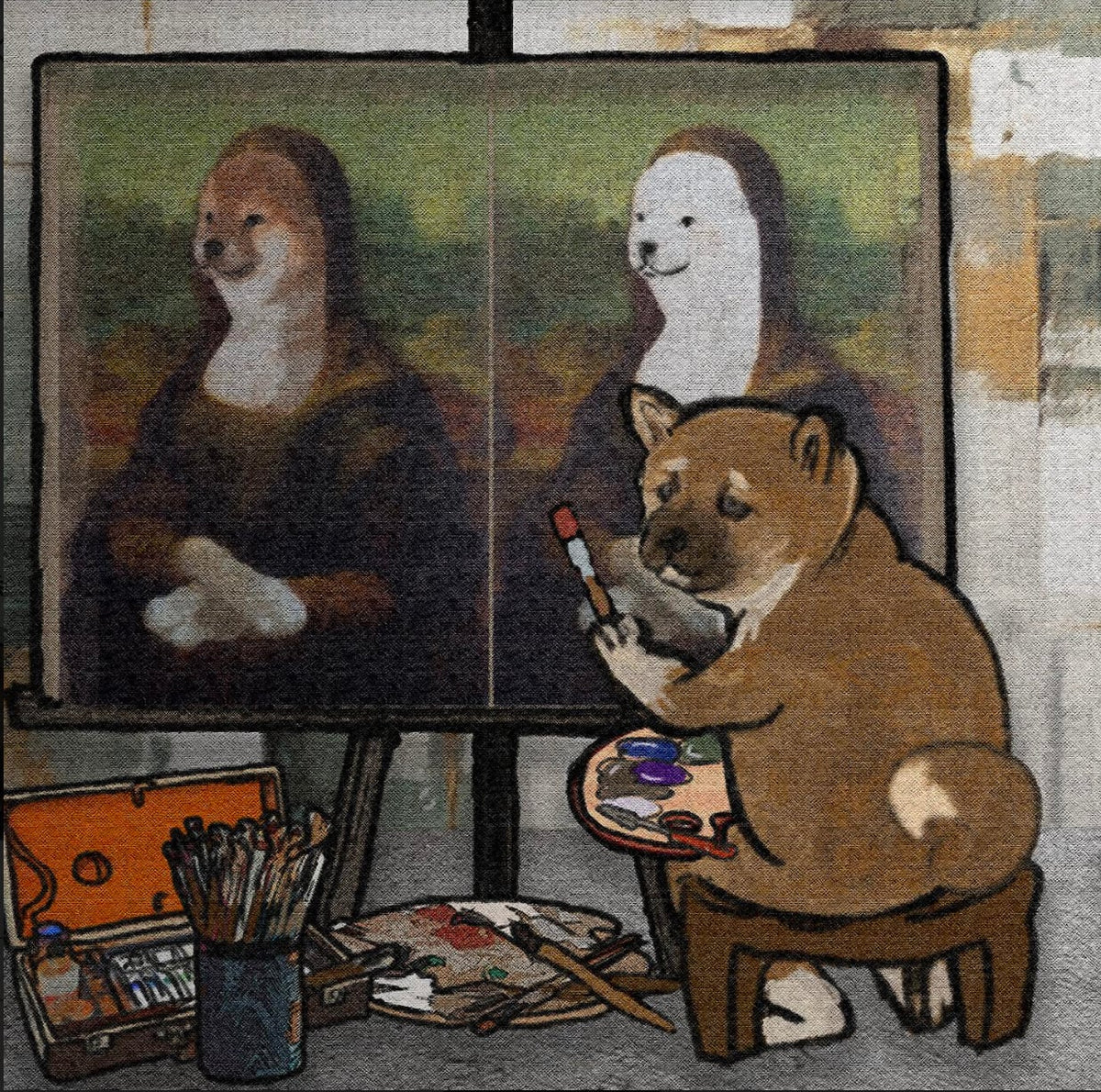【キャンバスプリント：S0号】 名画と柴犬（全4種類）