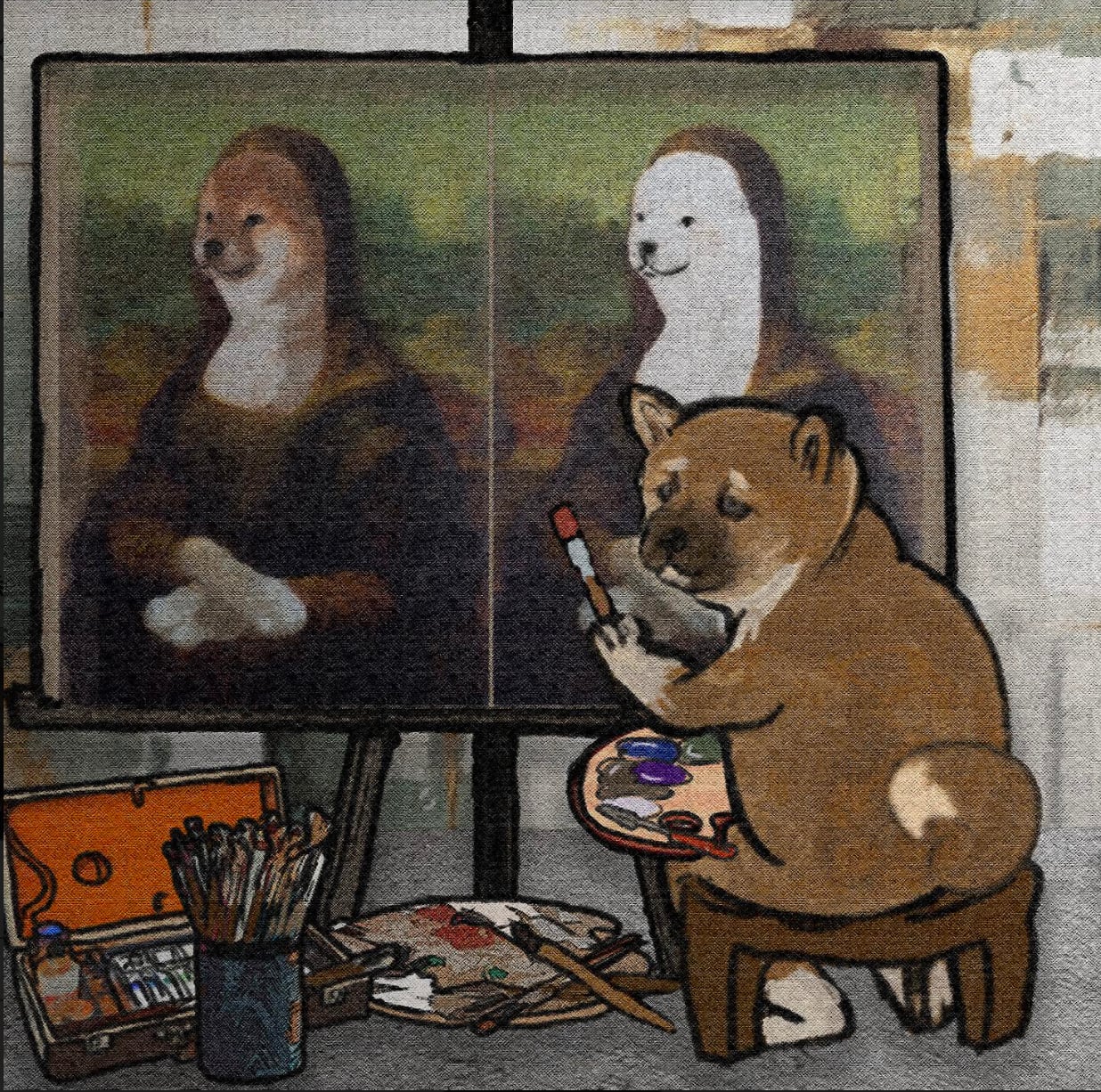 【キャンバスプリント：S0号】 名画と柴犬（全4種類）