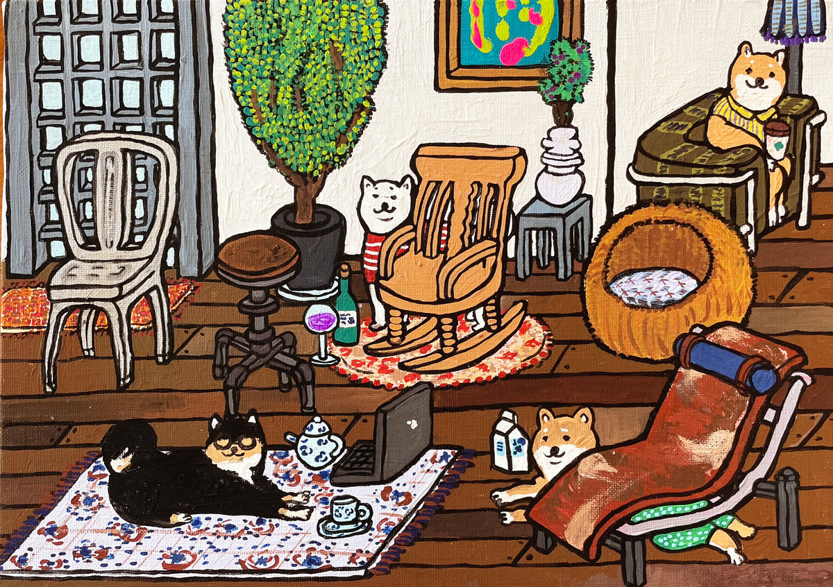【原画：4号】椅子と柴犬［ Chair and shiba inu］