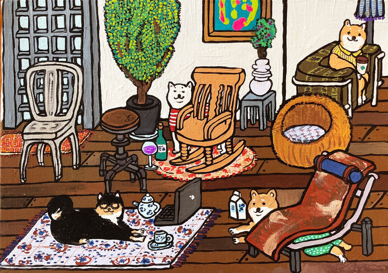 【原画：4号】椅子と柴犬［ Chair and shiba inu］