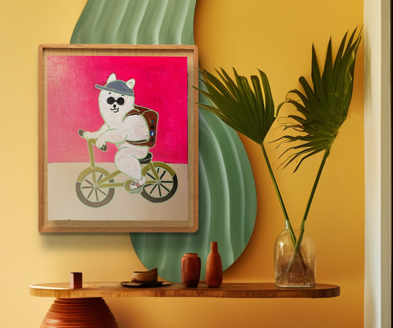 【原画：10号】自転車で出勤するGAFA柴犬（ GAFA Shiba  going to work by bicycle）