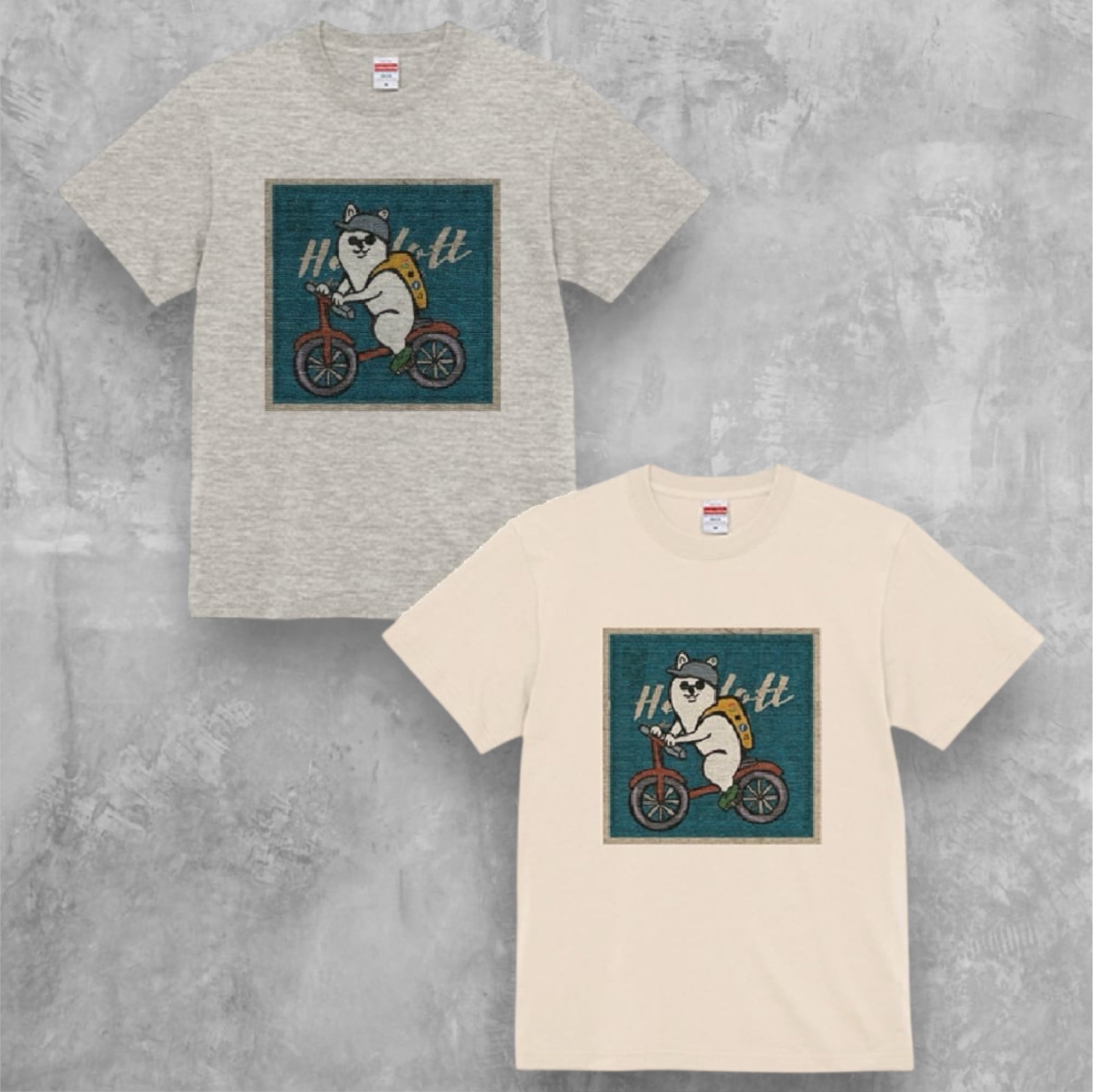 【Tシャツ】自転車で出勤するGAFA柴犬（2種類）
