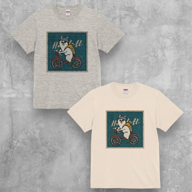【Tシャツ】自転車で出勤するGAFA柴犬（2種類）
