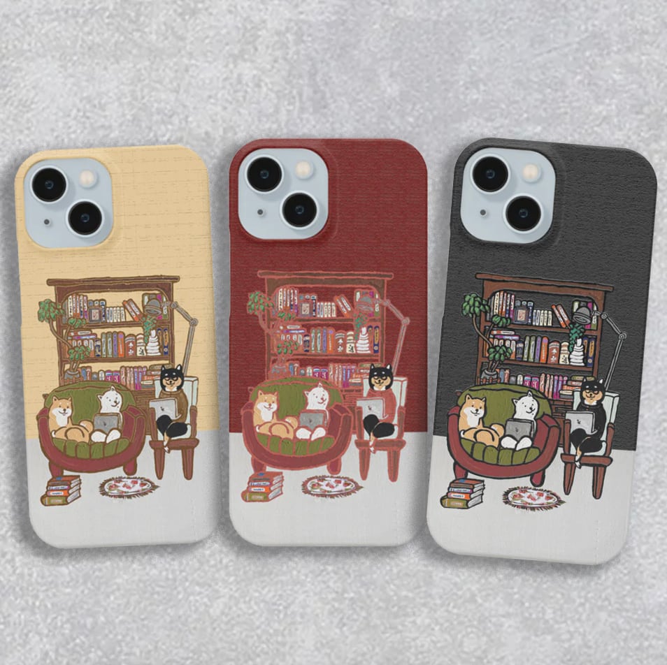 【スマホケース】学ぶ柴犬iPhoneハードカバーケース