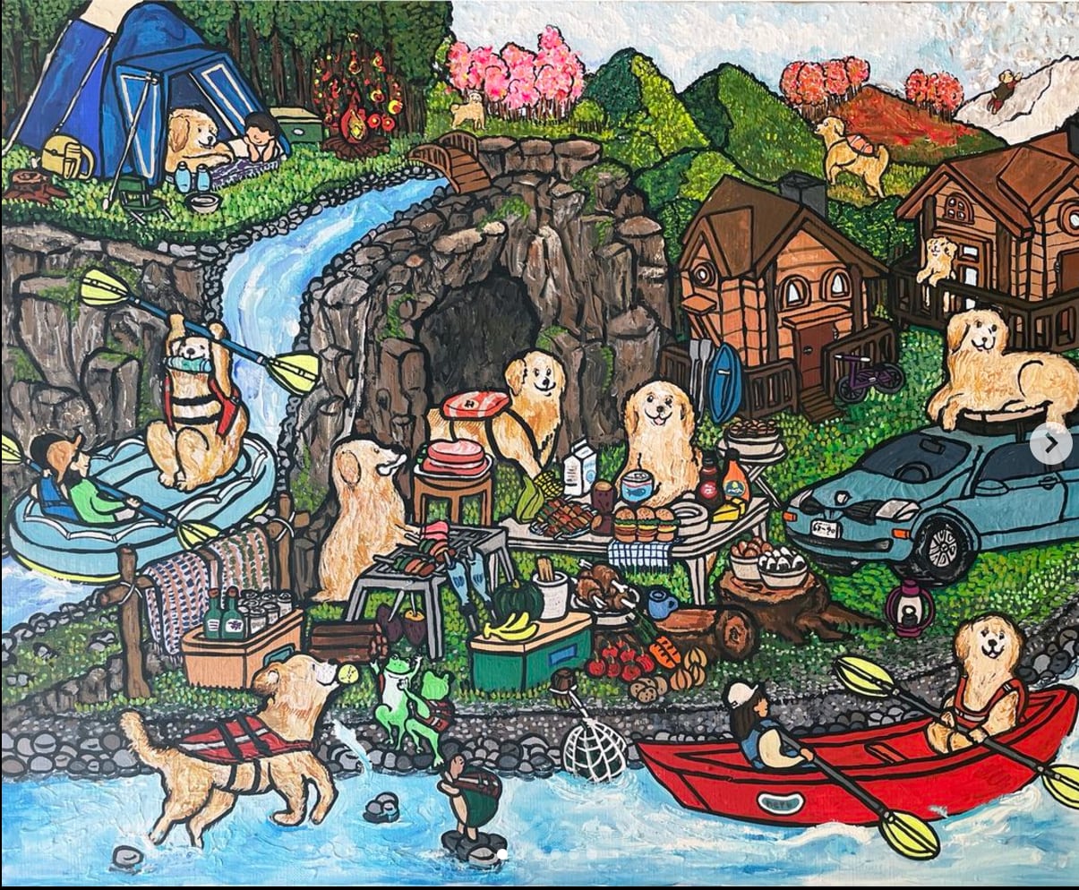 【オーダー制作】 ペットの似顔絵を背景と一緒に描きます。（料理をしている等の擬人化もOK）