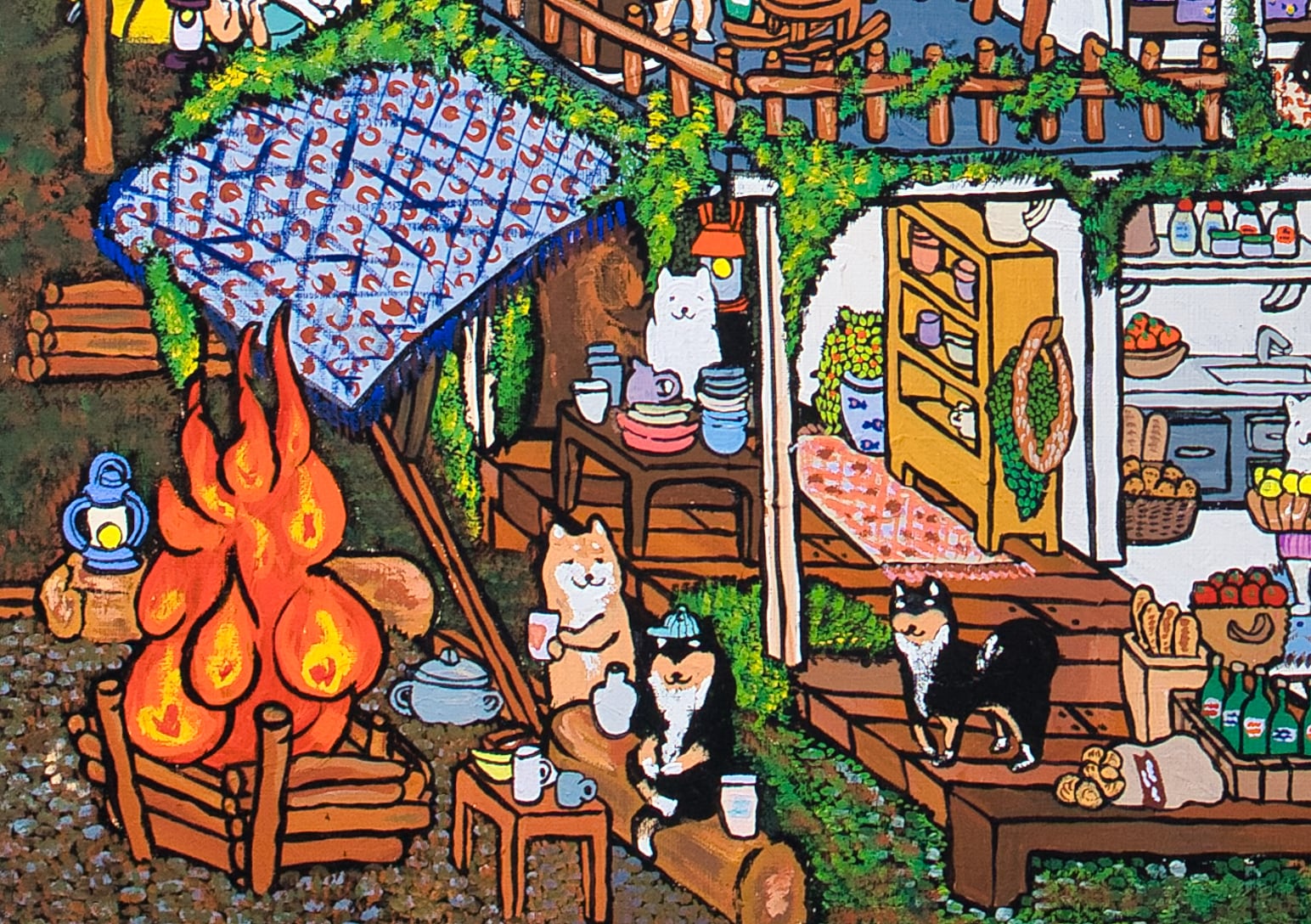 【原画：30号】森の中の柴犬達［Shiba  living in the forest］