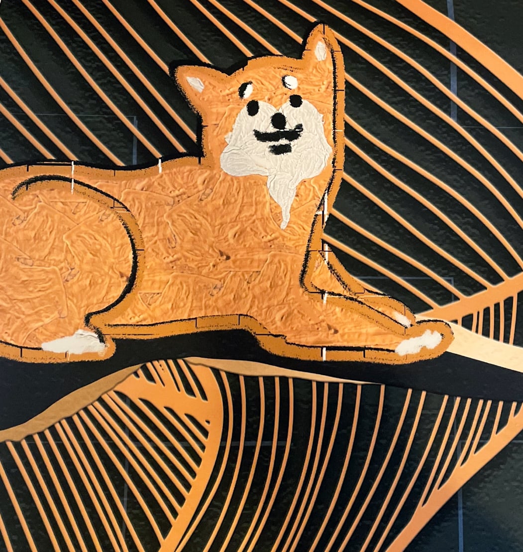 【アートプリント：額縁付き】千歳緑柴（darkgreen Shiba）