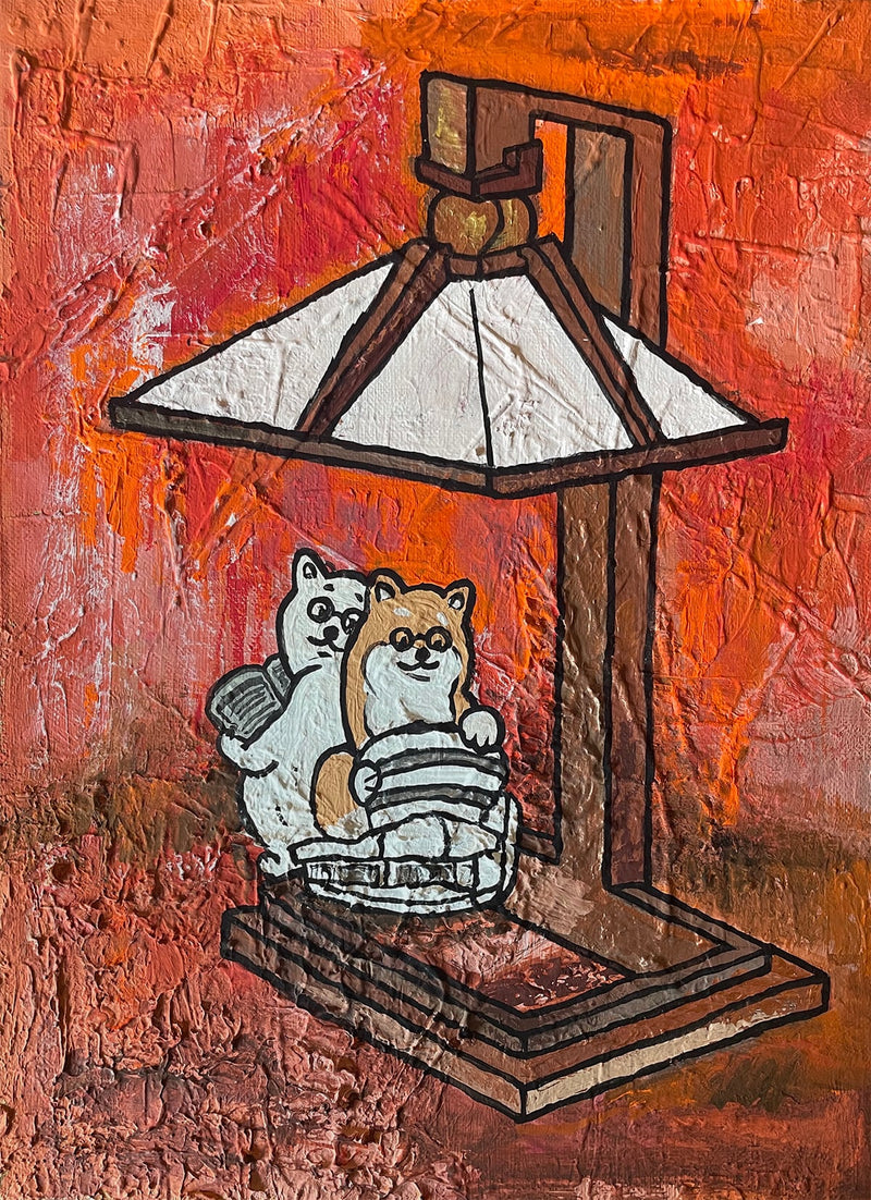 【原画：4号】フランク・ロイド・ライトに憧れる柴犬達（Shiba Inu dogs admire Frank Lloyd Wright）