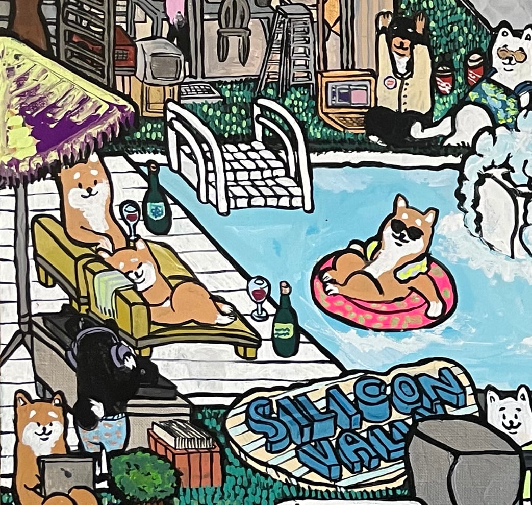 【A3ポスター】 シリコンバレーの柴犬達（Shiba dogs working in Silicon Valley）