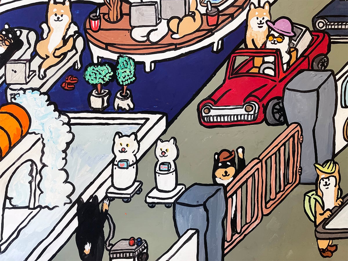 【原画：40号】 スタートアップな柴犬達（ Startup and Shiba dog）