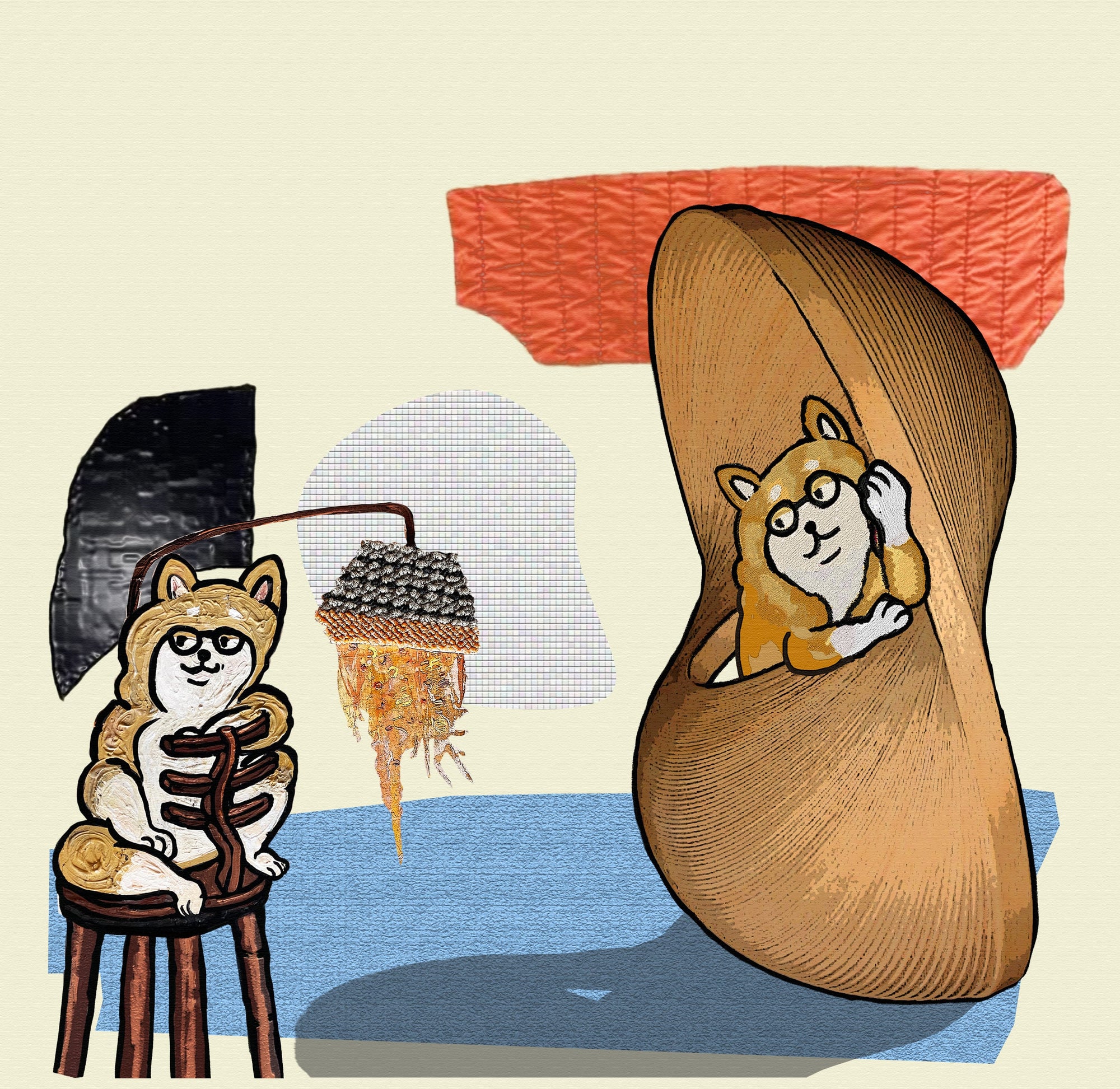 【スマホケース】ピーナッツ柴犬と曲線柴犬