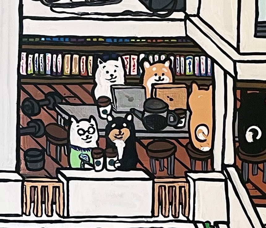 【A3ポスター】 シリコンバレーの柴犬達（Shiba dogs working in Silicon Valley）