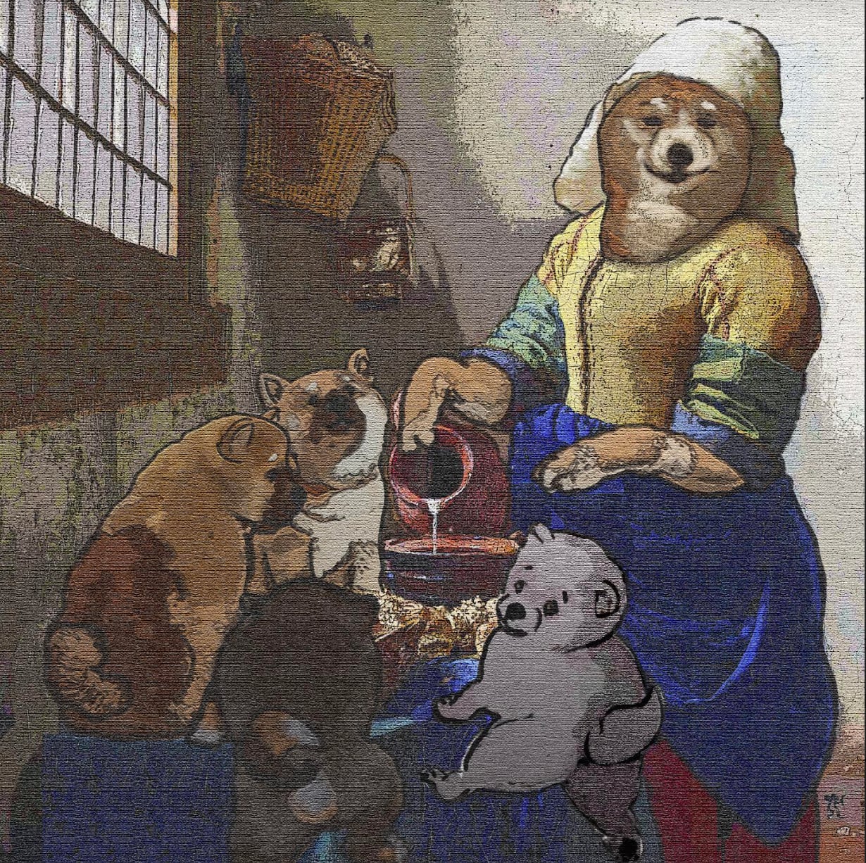 【キャンバスプリント：S0号】 名画と柴犬（全4種類）
