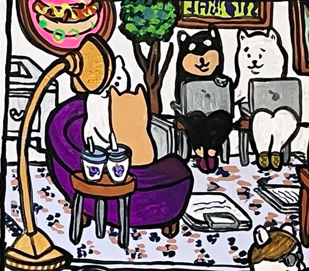 【A3ポスター】 シリコンバレーの柴犬達（Shiba dogs working in Silicon Valley）