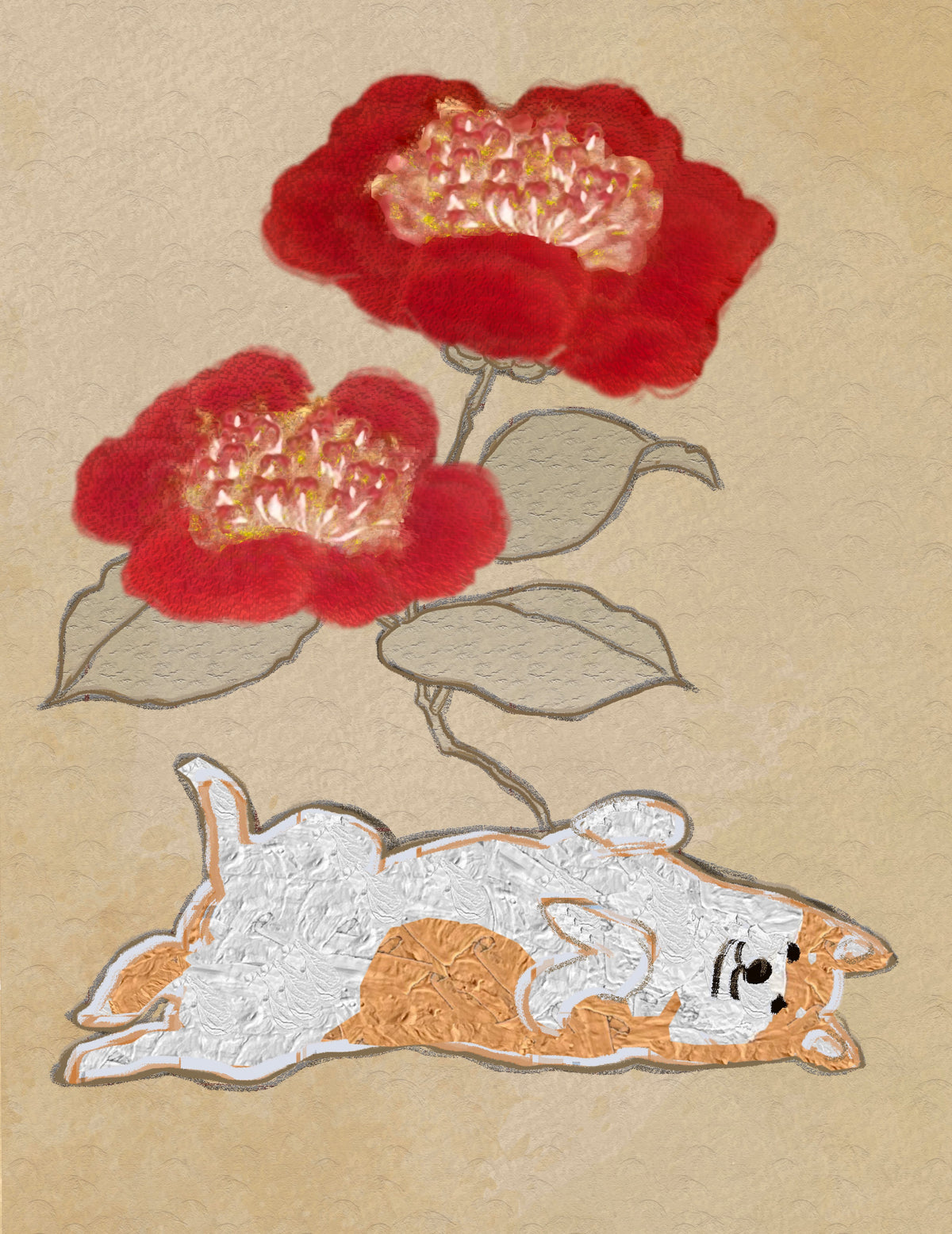 【ポストカード3枚セット】花と柴犬
