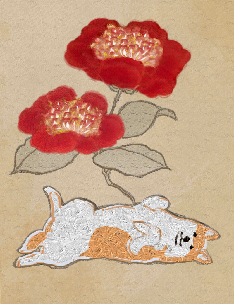 【ポストカード3枚セット】花と柴犬