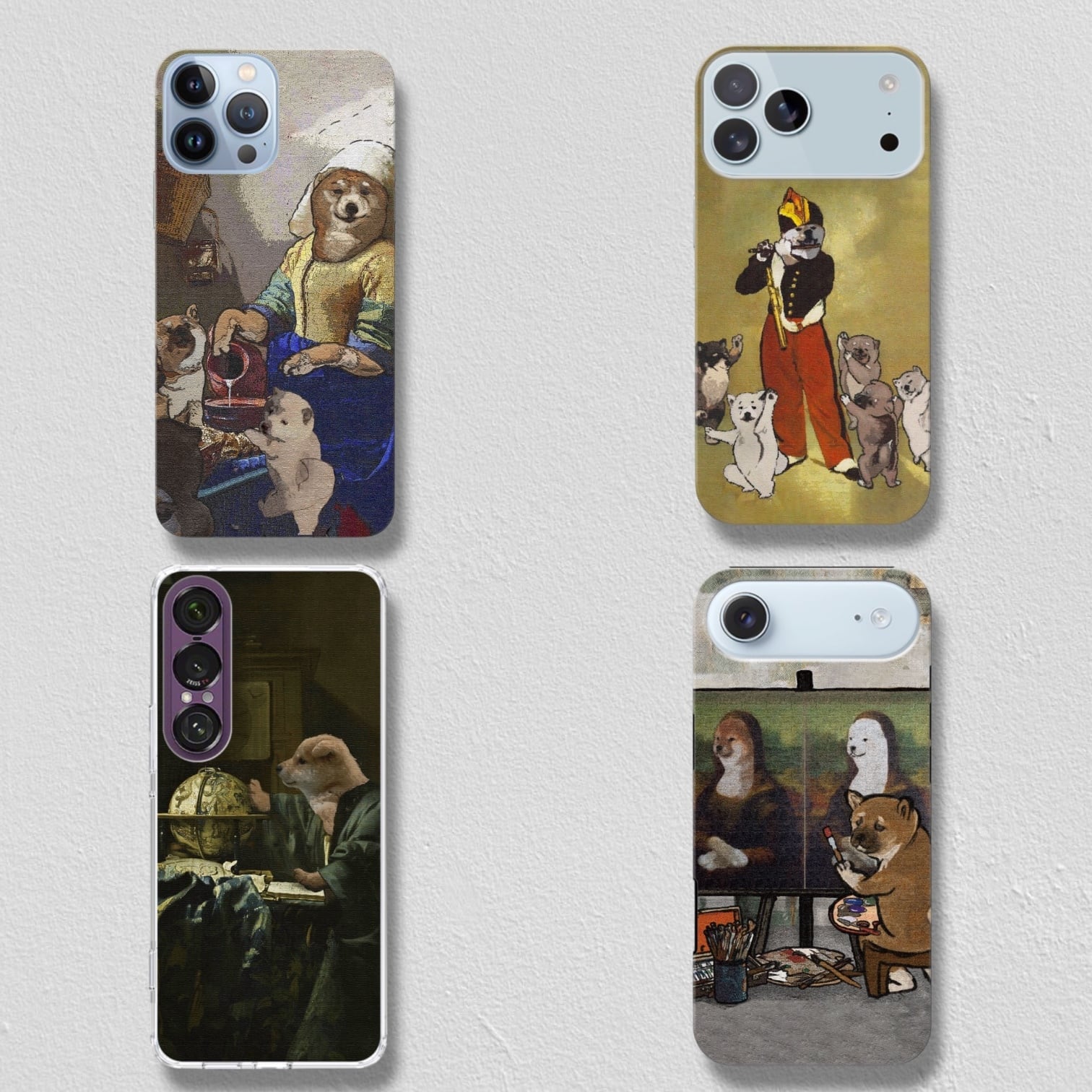 【スマホケース】名画と柴犬　iPhoneハードカバーケース