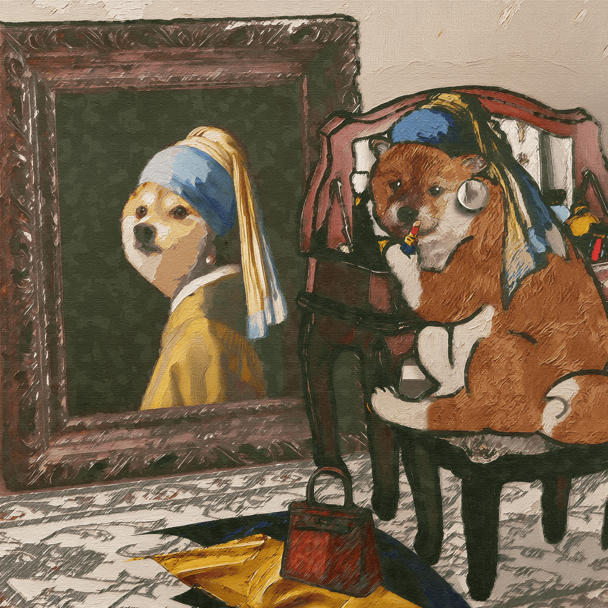 【キャンバスアート】名画の中の柴犬たち