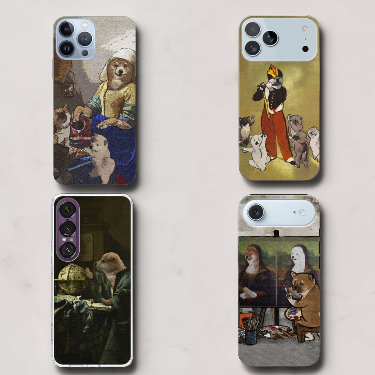 【スマホケース】名画と柴犬　iPhoneハードカバーケース