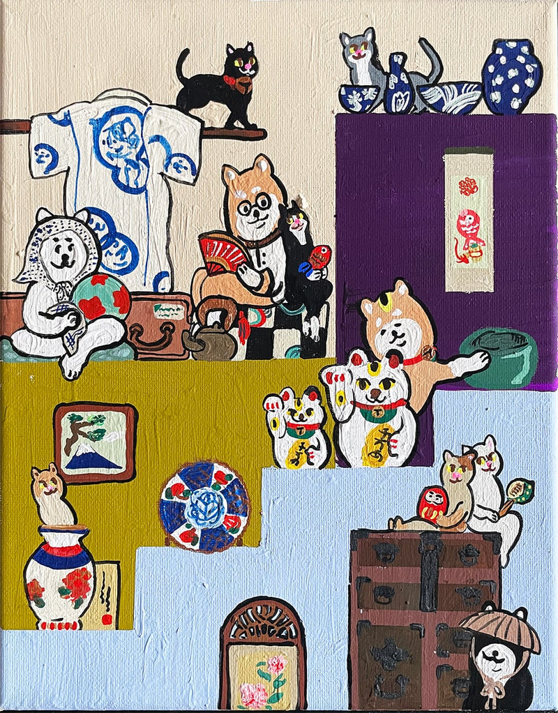 【原画：3号】古道具屋の柴犬達(Shiba dogs at an antique shop)