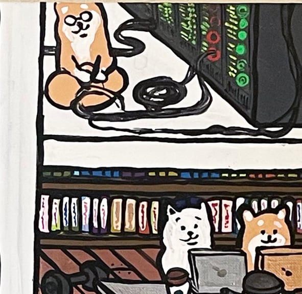 【A3ポスター】 シリコンバレーの柴犬達（Shiba dogs working in Silicon Valley）