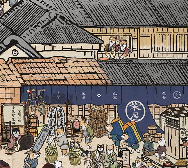 【A3ポスター】 江戸の柴犬達（Shiba Inu dogs of the Edo period）