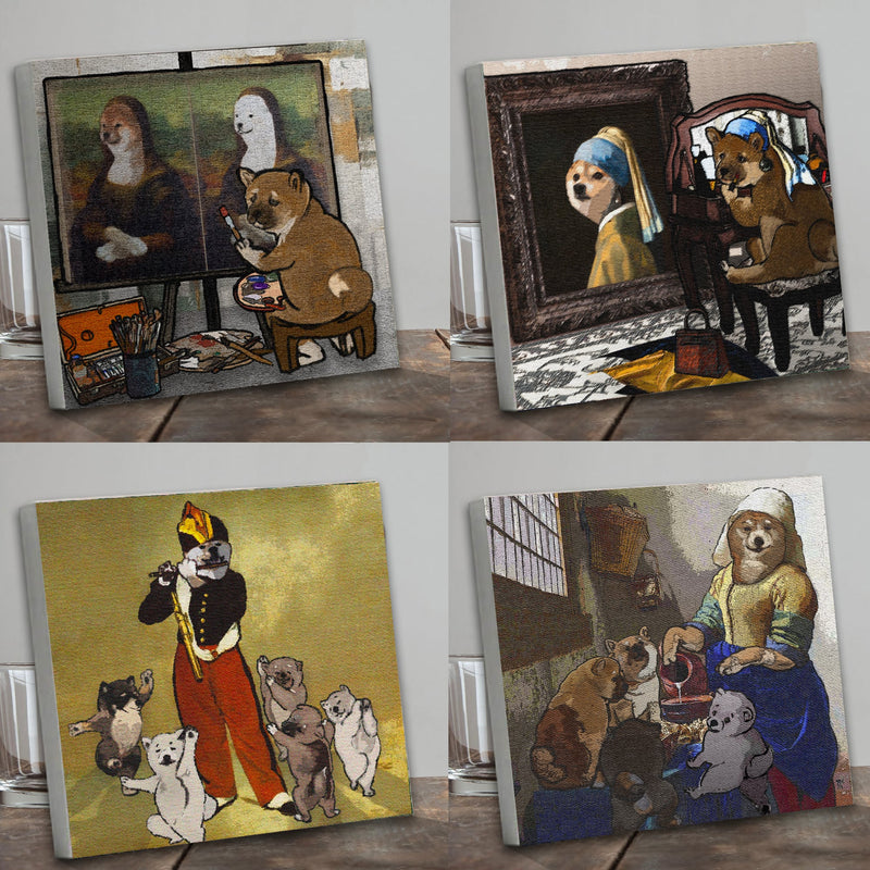 【キャンバスプリント：S0号】 名画と柴犬（全4種類）